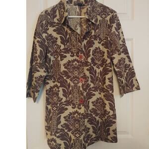 Gaudy Couture Button Down Blazer Duster Jacket Embellished Made in India Large